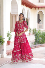 Thumbnail for Lehenga Mart Premium Readymade Kurti Sharara With Dupatta Set For Women-Pink - Distacart