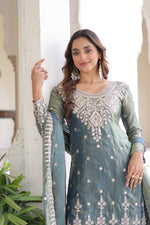 Thumbnail for Lehenga Mart Premium Readymade Top Sharara With Dupatta Set For Women-Grey - Distacart