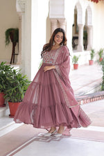 Thumbnail for Lehenga Mart Premium Readymade Gown With Dupatta Set For Women-Mauve - Distacart