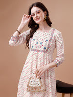 Thumbnail for Embroidered Printed Pink Rayon Ethnic Dress, Multicolor - Hiral Fashion - Distacart