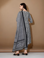 Thumbnail for Embroidered & Printed Nyra Cut Kurta With Pant & Dupatta, Black - Hiral Fashion - Distacart