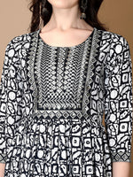 Thumbnail for Embroidered & Printed Nyra Cut Kurta With Pant & Dupatta, Black - Hiral Fashion - Distacart