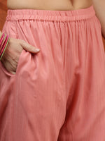 Thumbnail for Floral Embroidered Tie Up Neck Kurta With Pant & Dupatta, Pink - Hiral Fashion - Distacart