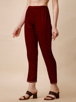 Thumbnail for Schiffly Embroidered Flared Kurta With Pant & Dupatta, Maroon - Hiral Fashion - Distacart