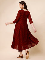Thumbnail for Schiffly Embroidered Flared Kurta With Pant & Dupatta, Maroon - Hiral Fashion - Distacart