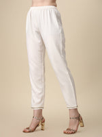 Thumbnail for Schiffly Embroidered Flared Kurta With Pant & Dupatta, White - Hiral Fashion - Distacart