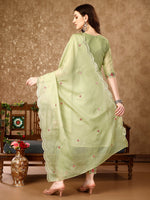 Thumbnail for Pakistani Embroidered Kurta With Embroidered Pant & Embroidered Organza Dupatta Luxury Premium, Multicolor - Hiral Fashion - Dista