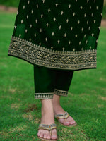 Thumbnail for Embroidered Kurta With Pant & Embroidered Dupatta, Bottle-Green - Hiral Fashion - Distacart