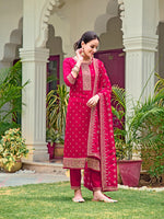 Thumbnail for Embroidered Kurta With Pant & Embroidered Dupatta, Pink - Hiral Fashion - Distacart