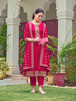 Thumbnail for Embroidered Kurta With Pant & Embroidered Dupatta, Pink - Hiral Fashion - Distacart