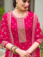 Thumbnail for Embroidered Kurta With Pant & Embroidered Dupatta, Pink - Hiral Fashion - Distacart