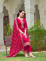 Thumbnail for Embroidered Kurta With Pant & Embroidered Dupatta, Pink - Hiral Fashion - Distacart