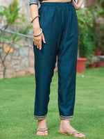Thumbnail for Embroidered Kurta With Pant & Embroidered Dupatta, Navy Blue - Hiral Fashion - Distacart