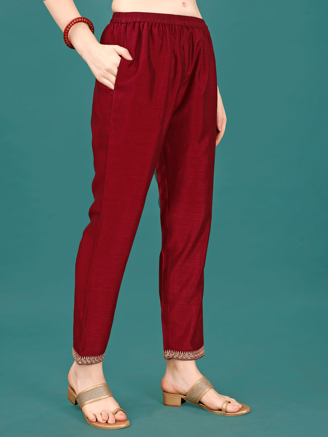 Sequined Embroidered Straight Kurta With Trousers & With Embroidered Dupatta Premium, Multicolor - Hiral Fashion - Distacart