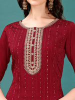 Thumbnail for Sequined Embroidered Straight Kurta With Trousers & With Embroidered Dupatta Premium, Multicolor - Hiral Fashion - Distacart