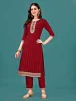 Thumbnail for Sequined Embroidered Straight Kurta With Trousers & With Embroidered Dupatta Premium, Multicolor - Hiral Fashion - Distacart