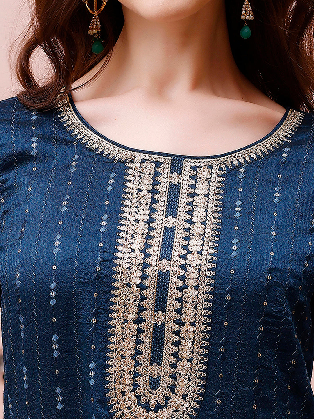 Sequined Embroidered Kurta With Pant & Embroidered Dupatta Premium Luxury, Multicolor - Hiral Fashion - Distacart