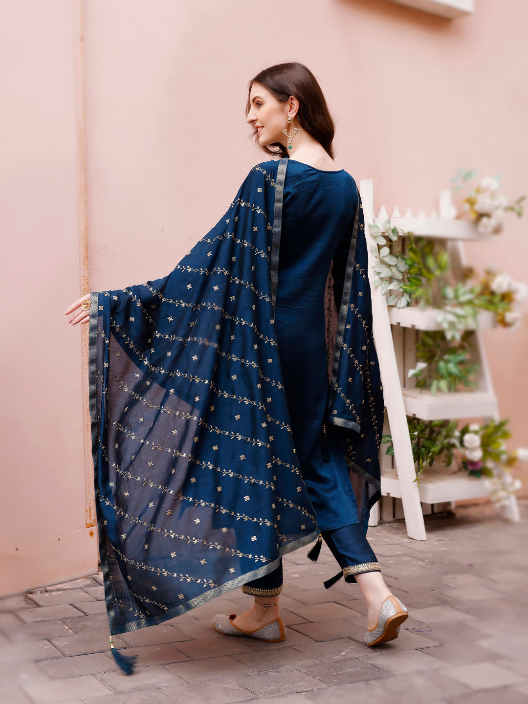 Sequined Embroidered Kurta With Pant & Embroidered Dupatta Premium Luxury, Multicolor - Hiral Fashion - Distacart