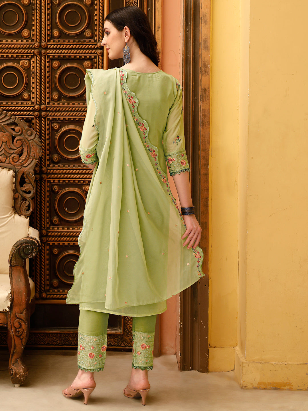 Pakistani Embroidered Kurta With Embroidered Pant & Embroidered Dupatta Premium Luxury, Multicolor - Hiral Fashion - Distacart