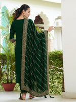 Thumbnail for Embroidered Kurta With Pant & Embroidered Dupatta, Bottle-Green - Hiral Fashion - Distacart