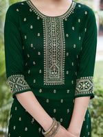 Thumbnail for Embroidered Kurta With Pant & Embroidered Dupatta, Bottle-Green - Hiral Fashion - Distacart