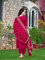 Thumbnail for Embroidered Kurta With Pant & Embroidered Dupatta, Pink - Hiral Fashion - Distacart