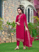 Thumbnail for Embroidered Kurta With Pant & Embroidered Dupatta, Pink - Hiral Fashion - Distacart