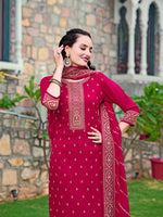 Thumbnail for Embroidered Kurta With Pant & Embroidered Dupatta, Pink - Hiral Fashion - Distacart