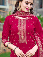 Thumbnail for Embroidered Kurta With Pant & Embroidered Dupatta, Pink - Hiral Fashion - Distacart
