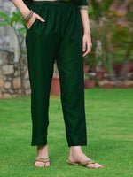Thumbnail for Anarkali Embroidered Kurta With Pant & Dupatta, Bottle-Green - Hiral Fashion - Distacart