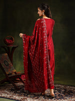 Thumbnail for Sequined Embroidered Kurta With Pant & Embroidered Dupatta, Maroon - Hiral Fashion - Distacart