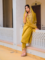 Thumbnail for Embroidered Kurta With Pant & Embroidered Dupatta, Mustard - Hiral Fashion - Distacart