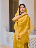 Thumbnail for Embroidered Kurta With Pant & Embroidered Dupatta, Mustard - Hiral Fashion - Distacart