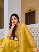 Thumbnail for Embroidered Kurta With Pant & Embroidered Dupatta, Mustard - Hiral Fashion - Distacart
