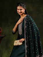 Thumbnail for Sequined Embroidered Kurta With Pant & Embroidered Dupatta, Green - Hiral Fashion - Distacart