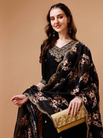Thumbnail for Embroidered Kurta With Pant & Floral Printed Cut Embroidered Work Dupatta Premium, Multicolor - Hiral Fashion - Distacart