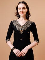 Thumbnail for Embroidered Kurta With Pant & Floral Printed Cut Embroidered Work Dupatta Premium, Multicolor - Hiral Fashion - Distacart