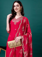 Thumbnail for Embroidered Kurta With Pant & Embroidered & Printed Dupatta, Multicolor - Hiral Fashion - Distacart
