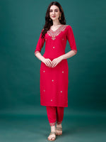 Thumbnail for Embroidered Kurta With Pant & Embroidered & Printed Dupatta, Multicolor - Hiral Fashion - Distacart