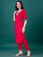 Thumbnail for Embroidered Kurta With Pant & Embroidered & Printed Dupatta, Multicolor - Hiral Fashion - Distacart