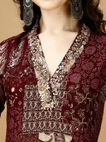 Thumbnail for Hand Embroidered & Printed Kurta With Pant & Dupatta, Multicolor - Hiral Fashion - Distacart