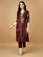 Thumbnail for Hand Embroidered & Printed Kurta With Pant & Dupatta, Multicolor - Hiral Fashion - Distacart