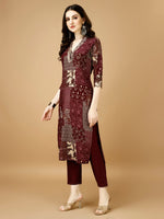 Thumbnail for Hand Embroidered & Printed Kurta With Pant & Dupatta, Multicolor - Hiral Fashion - Distacart
