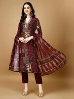 Thumbnail for Hand Embroidered & Printed Kurta With Pant & Dupatta, Multicolor - Hiral Fashion - Distacart
