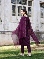 Thumbnail for Embroidered Kurta With Pant & Organza Embroidered Dupatta Premium, Multicolor - Hiral Fashion - Distacart