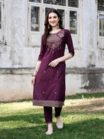 Thumbnail for Embroidered Kurta With Pant & Organza Embroidered Dupatta Premium, Multicolor - Hiral Fashion - Distacart
