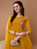 Thumbnail for Hand Embroidered Kurta With Pant & Embroidered Organza Dupatta, Multicolor - Hiral Fashion - Distacart