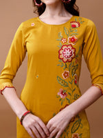 Thumbnail for Hand Embroidered Kurta With Pant & Embroidered Organza Dupatta, Multicolor - Hiral Fashion - Distacart