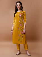 Thumbnail for Hand Embroidered Kurta With Pant & Embroidered Organza Dupatta, Multicolor - Hiral Fashion - Distacart