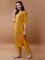 Thumbnail for Hand Embroidered Kurta With Pant & Embroidered Organza Dupatta, Multicolor - Hiral Fashion - Distacart